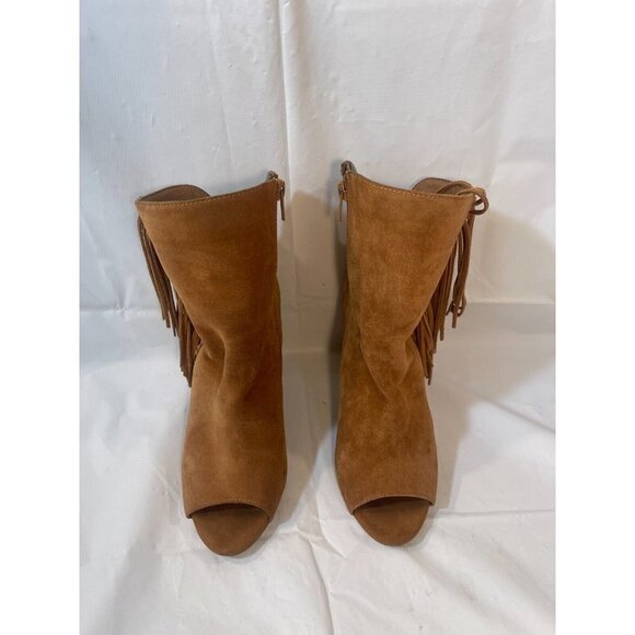 Gianni BINI RENNY Fringe  Ankle Boots Womens  SUEDE Peep Toe SIZE 7.5 - Picture 7 of 16